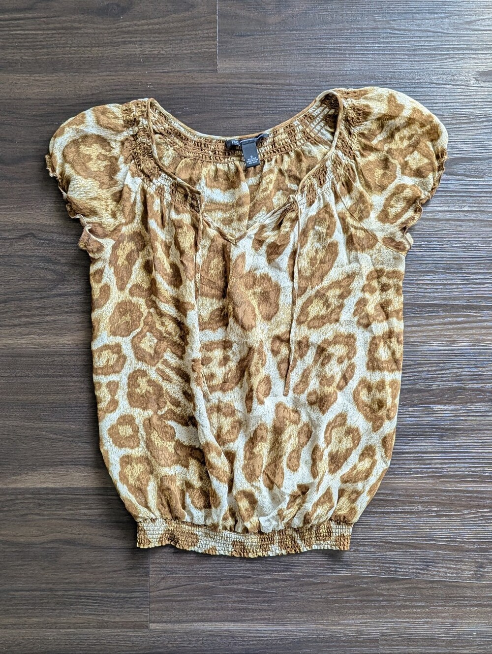 Inc International Concepts Leopard Print Silk Blouse Size 6 Fall Indie Sleaze
